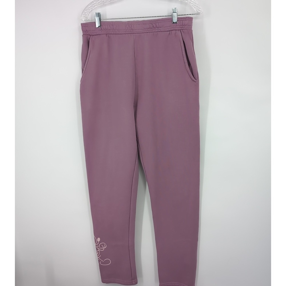 Disney Mickey Mouse Jogger Sweatpants Mauve Purple Fleece Lined Medium